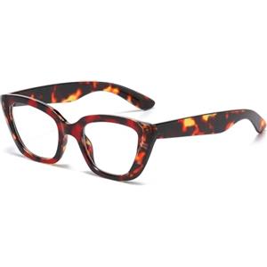 LJCZKA Occhiali Luce Blu Occhi di Gatto Donna Montatura Occhiali da Vista Spessa Occhiali Anti Luce Blu Antiriflesso Chiara Lente per Computer, Gioco (Leopardo, 0.0, x)