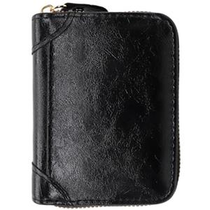 LJCZKA Porta Carte Credito Portafoglio per Donna Uomo, Cerniera Custodia per Carte Piccolo Portatessere in Pelle Fisarmonica Slim Corto Portacarte (Nero)