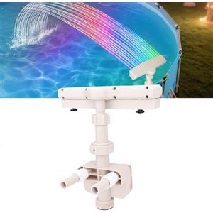 Tnfeeon Fontana per Piscina Fuori Terra con Luci a LED, Cascata, Spruzzo Rotante a 360 Gradi, Decorazione per Piscine Esterne, Materiale in PVC, 31,5x45 Cm