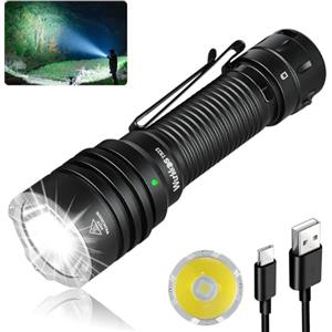 Wurkkos TS23 Torcia Led Ricaricabile, 5000 Lumen Torcia LED Potente Professionale, Portatile Torcia Tattica Militare,9 Modalità IP68 Impermeabile Lampada Portatile Flashlight Per Campeggio Emergenza