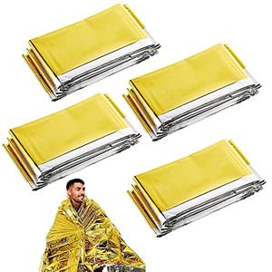 XiXiRan Coperta di Emergenza*4, Coperta di Sopravvivenza Riutilizzabile, Coperta Termica d'Emergenza Riflettente, Coperta di Salvataggio All'Aperto, 210 * 160cm, Escursionismo, Campeggio, Spedizione