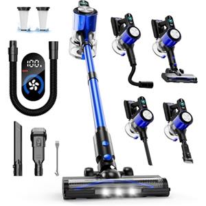 ITHARION Aspirapolvere Senza Fili, Aspirapolvere con Ricaricabile, 500W/50KPA, 3 Modalità, 2 Filtro, Anti-groviglio, Display LED, Scopa Elettrica Senza Fili con Spazzole Multiple, Peli Animali, Pavimento