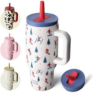 BOTTLE BOTTLE bottlebottle BOTTLE BOTTLE 30oz (900ml) tazza da caffè in acciaio inox con manico e cannuccia, senza BPA, a doppia parete, a prova di perdite, per viaggi, ufficio, università, sport e come idea regalo