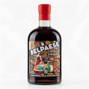 Amaro Milone Amaro Belpaese 50 cl - Liquore alle Erbe Italiano con Bergamotto, Alloro, Finocchietto e Liquirizia - Etichetta Artistica da Collezione - Idee Regalo Made in Italy