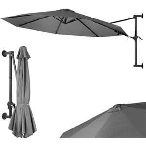 BAKAJI Ombrellone a Muro da Giardino Diametro 300 cm, Parasole a Parete con Struttura in Metallo, Gazebo Air Vent da Esterni con 8 Ribs e Copertura in Poliestere Waterproof Impermeabile (Grigio)