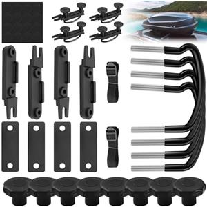 Qurxuanwe 4 Pezzi Fissaggio a U per Box da Tetto con 8 Dadi di Bloccaggio & 2 Bende, Kit Montaggio Tetto Auto Furgoni Universale, Accessori Box Tetto Universali, Supporto Installazione a U per Impieghi Gravosi