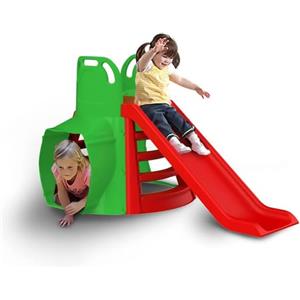 Sport1 One The Sport Maker Sport1 scivolo per bambini tunnel fun. Scivolo da giardino per bambini da 2 a 4 anni super resistente. Casetta per bambini con tunnel in plastica. Casetta da giardino 180x180x98cm Verde/Rosso Max 25kg