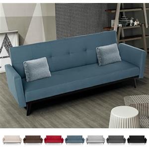 Produce Shop Divano Letto 3 posti in Tessuto reclinabile clic clac Design Moderno Tulum - Blu