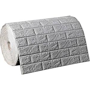 Fenteer Pannelli da muro in finti mattoni Adesivo da parete 3D Stacca e incolla, Decorazione moderna della parete Carta da parati in schiuma Xpe per alzatina, grigio