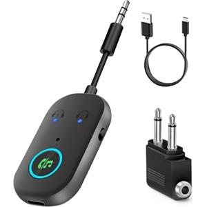TVLIVE Ricevitore Bluetooth 5.3, adattatore 2 in 1, Blue-Tooth Trasmettitore Jack Blue-Tooth Splitter per 2 cuffie come Airpods, Bluetoo th adattatore jack 3,5 per cuffie, auto, sistema audio, TV
