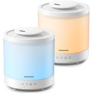 Homvana Umidificatore camera da letto, 1,5 l, nebulizzatore refrigerante, piccolo umidificatore per bambini, diffusore di aromi, olio essenziale, aromaterapia, nebulizzatore a ultrasuoni, diffusore a