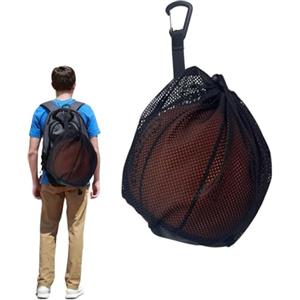 Lyivisk Sacca per pallone, 1 palla, borsa con moschettone e cordino, portatile, pieghevole, per pallacanestro, calcio, pallavolo, bambini e adulti