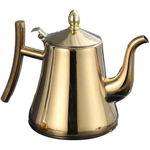 Kivivaka Teiera in acciaio inox con infusore per fornello a induzione, bollitore da 1L/1,5L/2L compatibile con Open for Flame, design con filtro integrato da 1,0 l, oro