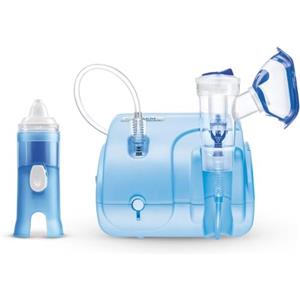 Flaem, Neb-Aid Duo, Aerosol Compatto per le Alte e Basse Vie Respiratorie con Mascherine Soft Touch e Filtro dell'Aria e Doccia Nasale, Prodotti Certificati e Made in Italy