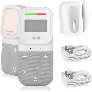 lionelo Babyline 2.3 - Microfono audio per neonato con luce notturna, portata fino a 400 m, display LCD, citofono, modalità Ecovox, ninne nanna, indicatore di temperatura, allarme, baby monitor