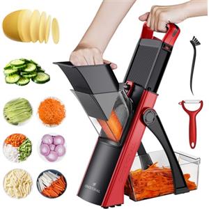ONCE FOR ALL Mandolina Affettatrice di verdure Spessore regolabile Patate Cipolla Chopper Kitchen Chopping Artifact Multifunzionale Cutte (Nero Rosso)