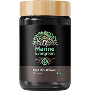 NatuRise® Omega 3 Vegan - Olio di alghe - 804mg di DHA ed EPA - Alto dosaggio - 60 capsule - Testato in laboratorio - Forma trigliceride - Senza carragenina - Vetro UV