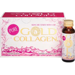 Minerva Research Labs Gold Collagen Pure - Integratore Liquido 10 Flaconi da 50 ml con Collagene, Acido Ialuronico e Vitamine per la Bellezza della Pelle