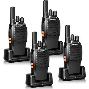 Retevis H777 Walkie-Talkie, PMR446 Radio Bidirezionale, Torcia Elettrica, VOX Vivavoce, USB A-Tipo C, CTCSS/DCS, 16 Canali, Walkie Talkie per Negozi, Vendita al Dettaglio (Nero, 4 Pezzi)