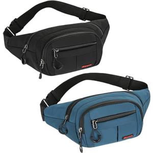 QINGZY 2 Marsupio Sportivo Impermeabile, Regolabile Borsa Portamonete per Uomo e Donna, Borsa a Tracolla con Zip per Corsa, Escursioni, Campeggio e Viaggi all'aperto, Marsupio Moda in Nylon (SET B)