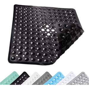VIQIHEOE Tappetino Antiscivolo per Doccia, 53 x 53 cm Tappetino Antiscivolo per Doccia, Tappeto da Bagno per Sauna con Ventose, Tappetino da Bagno con Fori di Drenaggio, per Saune, Nero
