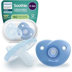 AVENT Philips Avent Succhietti ortodontici, ciucci ortodontici per neonati 0-6 mesi, design monopezzo, tettarella flessibile in silicone per ridurre la pressione, senza BPA, confezione da 2, blu, SCF099/26