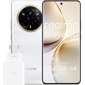 realme 14 pro 5G Smartphone, 8 + 256GB, MediaTek Dimensity 7300 Chipset, Fotocamera OIS da 50 MP, Display 3D curvo Vision da 6,77 a 120Hz, Batteria da 6000 mAh, Platinum (Adattatore incluso)
