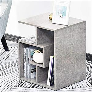 BAKAJI Libreria Bassa Scaffale 4 Ripiani in Legno MDF Tavolino Caffè Laterale Divano Design Moderno Arredamento per Soggiorno Salotto Casa o Ufficio Dimensione 45 x 40 x 55 cm (Grigio)