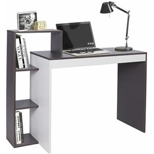 BAKAJI Scrivania con Libreria 4 Ripiani Tavolo da Lavoro Porta Pc Computer Struttura e Piano in Legno MDF Arredamento Casa Ufficio Cameretta Dimensioni 110 x 90 x 40 cm (Grigio)