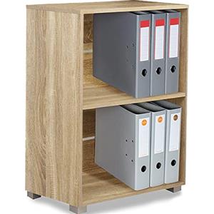 BAKAJI Libreria Scaffale Vela 2 Ripiani Archiviazione documenti e faldoni Mobile Casa Ufficio Libri Biblioteca Armadio con Mensole Interno Scaffalatura da terra Struttura in Legno (Quercia)