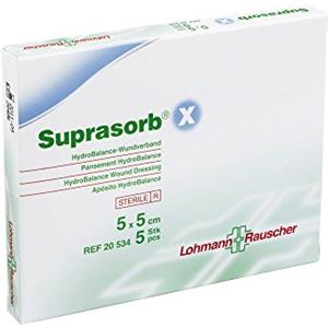 Lohmann & Rauscher SUPRASORB X Compressa Sterile 5x5 cm - 5 Pezzi, Assorbente e Regolatore di Umidità