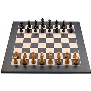 Engelhart - 170490 - Scacchiera in Legno di Acero 50x50 cm con Figure di Scacchi (40 cm, Nero)