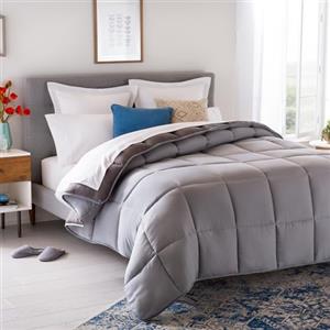 Linenspa Trapunta in Microfibra - Piumino 4 Stagioni - ultra morbido - Piumone Matrimoniale (220 x 240 cm) - Pietra/Carbone