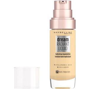 Maybelline Dream Radiant Liquid Fondotinta Idratante 21 Nude 30ml - Finish Satinato e Durata 12 Ore