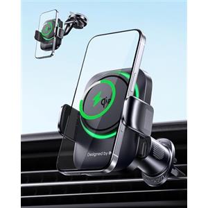 INIU Caricatore Wireless Auto Qi2 15W, Ricarica Rapida Wireless Ultra Magnete, Caricatore Supporto Magnetico Telefono Auto con Gancio Metallo Mani Libere per iPhone 17 16 15 14 13 12 Pro Max Air etc