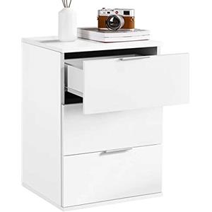 BAKAJI Comodino Camera da Letto Mobiletto Cassettiera 3 Cassetti con Maniglie in metallo Design Moderno in Legno MDF Colore Bianco Mobile Arredo Casa Dimensione 61 x 40 x 46 cm