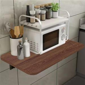 Shally Dogan Tavolo da Parete Pieghevole 80 x 60 cm in Legno, Scaffale a Muro Richiudibile Salvaspazio Versatile, Scrivania Porta Pc, Tavolino da Pranzo, Soggiorno, Salotto, Bagno, Cucina (Noce)