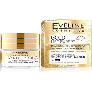Eveline Cosmetics Gold Lift Expert Siero Crema Rassodante 24K Terapia d'Oro per 40+ | Trattamento Anti-Invecchiamento, Lifting e Illuminante Viso | 50ml