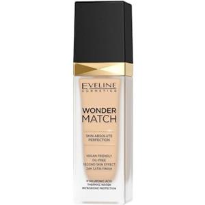 Eveline Cosmetics Wonder Match Fondotinta Adattivo di Lusso No. 11 Mandorla - Formula Leggera Senza Oli con Acqua Termale & Acido Ialuronico per una Copertura Perfetta, 30ml