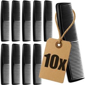 com-four® 10x Pettine con diverse denti pettine, pettine tascabile in nero - Set di pettini con varie forme per capelli unisex (010 pezzi - nero)