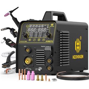 H HZXVOGEN Saldatrice 6 in 1 con Taglio plasma 200A, MIG gas/MIG senza gas, Elettrodo MMA, Lift TIG, Punti, inverter IGBT 220V, max taglio 15 mm, plasma 40A, Multi processo