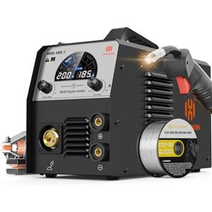 H HZXVOGEN Saldatore MIG 185A, saldatore 4 in 1 MIG/Flux Core Gasless MIG/Lift TIG/Stick, 110V 220V IGBT Inverter Synergy Multi Processo Saldatrice Saldatrice Ampio schermo LED per principianti