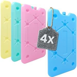 com-four® 4X Blocchi refrigeranti Piatti per Borsa Termica - Ghiaccio per Borse Termiche - ghiacci Borsa frigo Colorati (4 Pezzi - Medio)