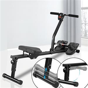 BAKAJI Vogatore Pieghevole per Casa Salvaspazio e Silenzioso, Attrezzatura da Allenamento per Interni con Display LCD e 12 Livelli di Resistenza, Palestra, Fitness, Cardio (Vogatore Pieghevole N08078)