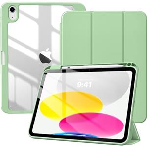 TiMOVO Cover per iPad A16 11 Generazione 11 Pollici 2025, iPad 10 Generazione 2022 10,9 Pollici con Portapenne, Custodia con Trasparente, Funzione di Auto Sveglia/Sonno, Verde