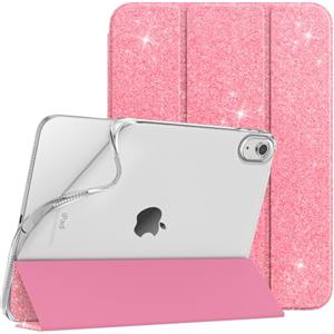 TiMOVO Cover per iPad A16 11 Generazione 11 Pollici 2025, iPad 10 Generazione 2022 10,9", Custodia Sottile protettiva Retro Traslucido in TPU, Funzione di Auto Sveglia/Sonno, Rosso Anguria con Glitter