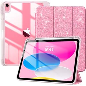 TiMOVO Cover per iPad A16 11 Generazione 11 Pollici 2025, iPad 10 Generazione 2022 10,9 Pollici con Portapenne, Custodia Sottile con trasparente, Funzione di Auto Sveglia/Sonno, Glitter Rosso Anguria