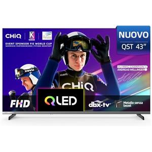 CHiQ L43QST 43 Pollici (109cm) TV QLED Pro Smart Google Full HD TV - Design Metallo Senza Cornice, 90% DCI-P3, HDR10, Dolby Audio, Controllo Vocale