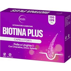 Krealis Integratori Per Capelli, Biotina, Cheratina e Zinco (200Cpr a Tripla Azione) Biotina Capelli, Pelle e Unghie Arricchita Con Selenio, Vitamina B12, Vitamine Per Capelli, Forti e Sani