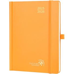 POPRUN Agenda 2025 2026 Settimanale Verticale 22 x 16,5 cm, Diario Scuola 17 Mesi da Ago.2025 a Dic.2026, Copertina Rigida, Carta Spessa da 80 GSM, Arancione